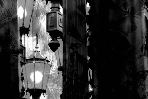 Lacma urban lights Los Angeles USA at night in black and white Mural by Timmy333