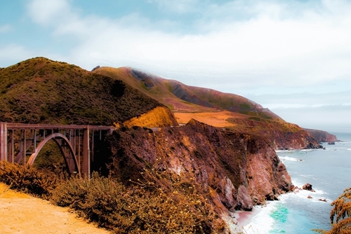 At Bixby Creek Bridge, Big Sur, Highway 1, California, USA with ocean view Mural by Timmy333