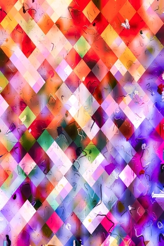 geometric pixel square pattern abstract background in purple orange red Mural by Timmy333