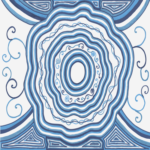Blue Flower Mandala Mural by ShinyJill
