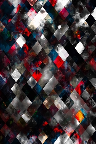 geometric pixel square pattern abstract background in red blue Mural by Timmy333