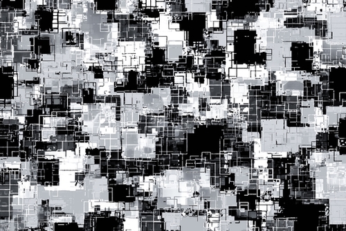 geometric pixel square pattern abstract background in black and white Mural by Timmy333