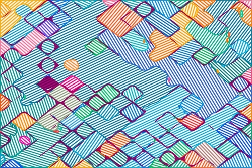 geometric square pixel pattern abstract in blue pink orange Mural by Timmy333
