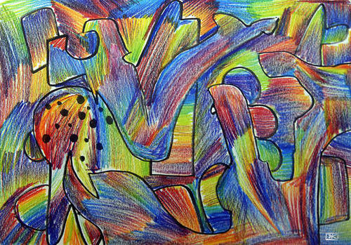 Foule multicolore Mural by Denis Chobelet
