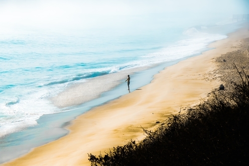 sandy beach blue wave at Point Mugu State Park, California, USA Mural by Timmy333