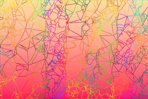 geometric line art abstract background in pink yellow green blue Mural by Timmy333