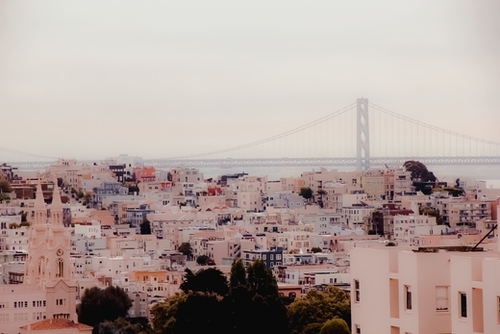Buildings with bridge view at San Francisco California USA Mural by Timmy333