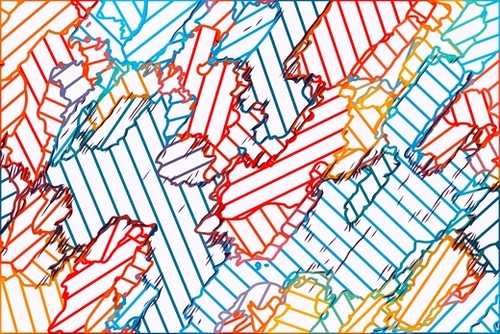 fractal geometric line abstract background in red blue yellow Mural by Timmy333
