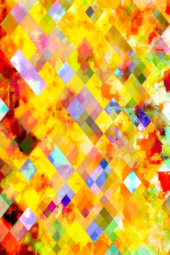 geometric pixel square pattern abstract background in yellow brown blue Mural by Timmy333