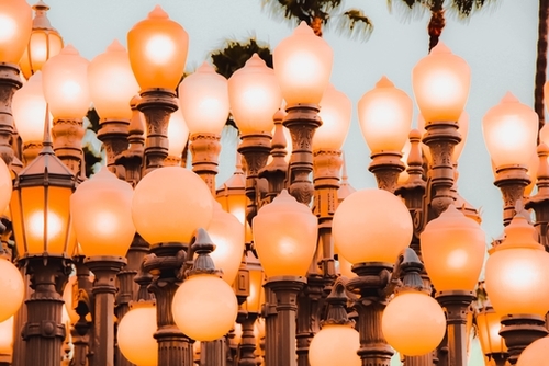 Urban Light LACMA Los Angeles California USA with blue sky Mural by Timmy333