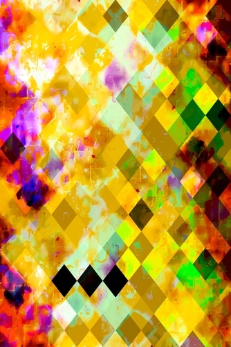 geometric pixel square pattern abstract background in yellow green brown purple Mural by Timmy333