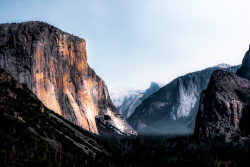 mountain view with blue sky at Yosemite national park, California, USA Mural by Timmy333