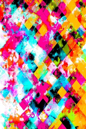 colorful geometric pixel square pattern abstract background in pink blue orange Mural by Timmy333