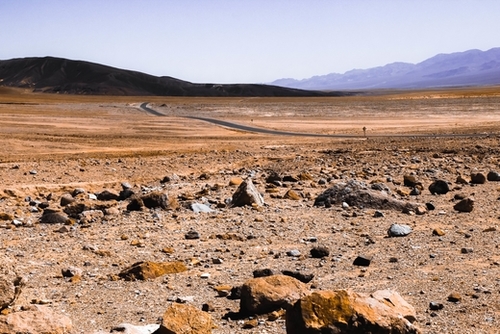 road with desert view at Death Valley national park, California, USA Mural by Timmy333