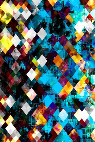 geometric pixel square pattern abstract background in blue yellow Mural by Timmy333