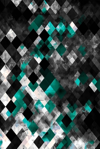 geometric pixel square pattern abstract background in blue green black Mural by Timmy333