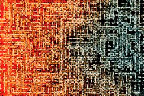 graphic design geometric square line pattern art abstract background in orange brown blue Mural by Timmy333