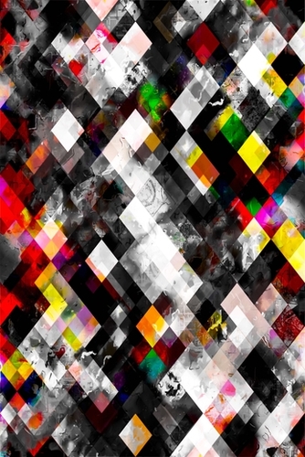 geometric pixel square pattern abstract background in red yellow green Mural by Timmy333