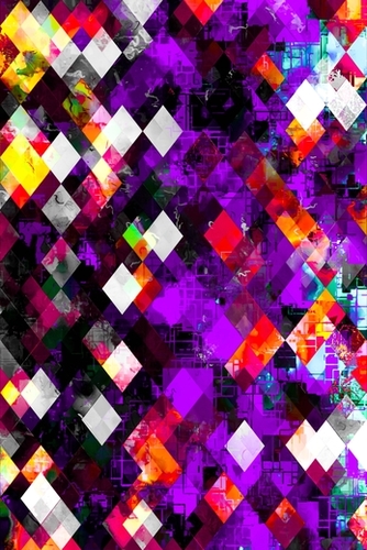 geometric pixel square pattern abstract art in purple red yellow Mural by Timmy333