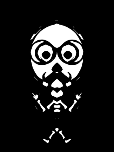 old skinny skull and bone with glasses in black and white Mural by Timmy333
