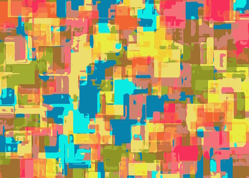 psychedelic geometric abstract pattern in blue pink green yellow brown Mural by Timmy333