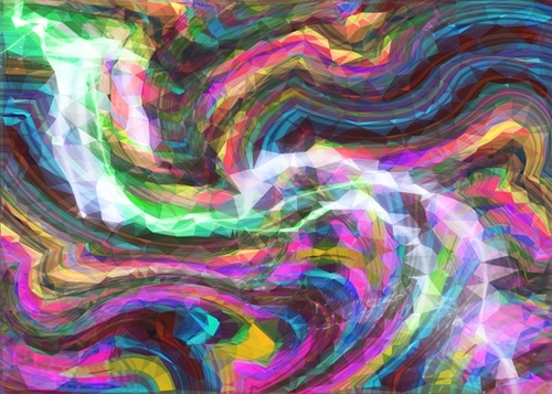 psychedelic geometric polygon pattern abstract in blue yellow green pink purple Mural by Timmy333