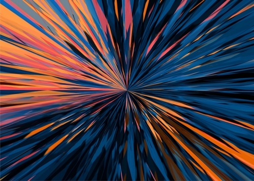 psychedelic splash painting abstract pattern in orange brown pink blue Mural by Timmy333