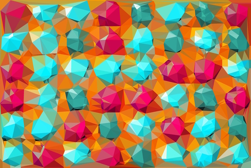 geometric polygon abstract pattern in orange pink green Mural by Timmy333