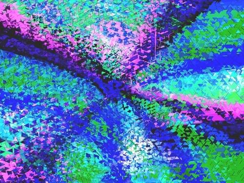 geometric triangle shape abstract background in blue green pink Mural by Timmy333