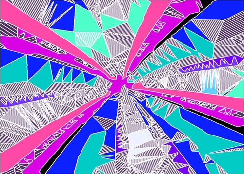 psychedelic geometric pattern drawing abstract background in blue pink purple Mural by Timmy333