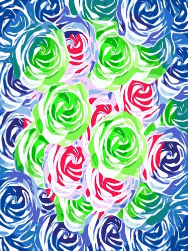 colorful rose pattern abstract in pink green blue Mural by Timmy333