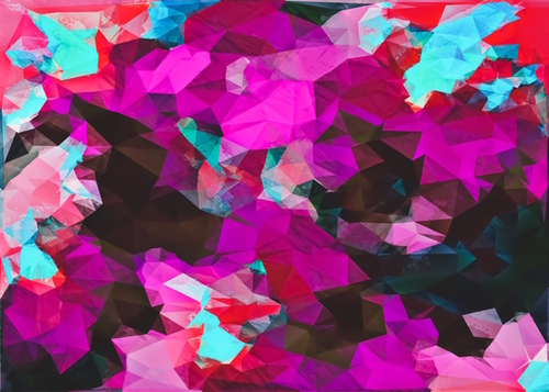 psychedelic geometric polygon abstract pattern in purple pink blue Mural by Timmy333