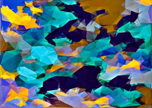psychedelic geometric polygon abstract pattern in green blue brown yellow Mural by Timmy333