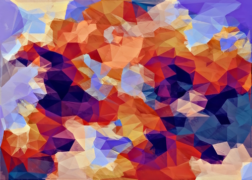 psychedelic geometric polygon pattern abstract in orange brown blue purple Mural by Timmy333