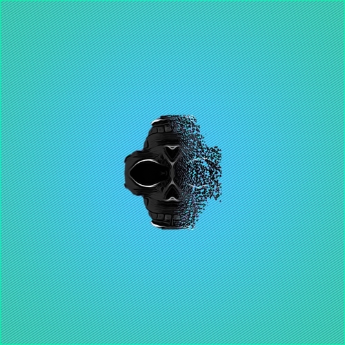 fractal black skull portrait with blue abstract background Mural by Timmy333