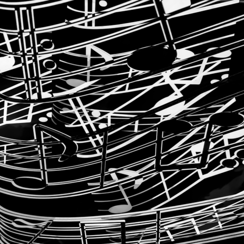 music note sign abstract background in black and white Mural by Timmy333