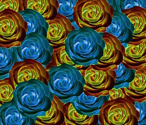 closeup rose pattern texture abstract in blue red and yellow Mural by Timmy333