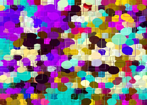 psychedelic geometric circle pattern and square pattern abstract in pink purple yellow blue Mural by Timmy333