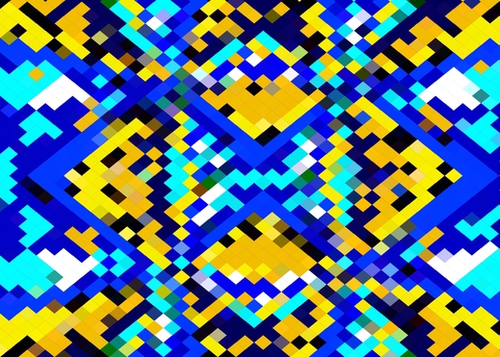square pixel pattern abstract in blue and yellow Mural by Timmy333