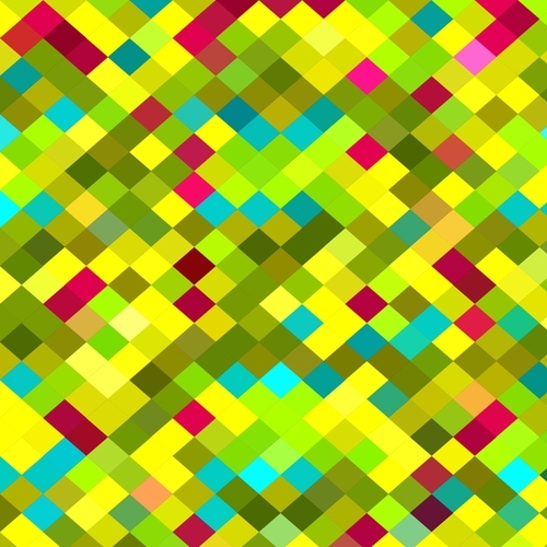 geometric square pixel pattern abstract in yellow red green blue Mural by Timmy333