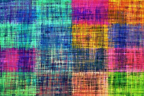 vintage square plaid pattern painting abstract in blue green brown pink Mural by Timmy333