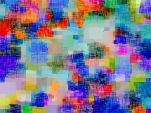 geometric square pixel pattern abstract background in blue pink orange Mural by Timmy333