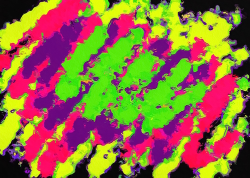 sychedelic splash painting abstract texture in yellow green pink purple black Mural by Timmy333