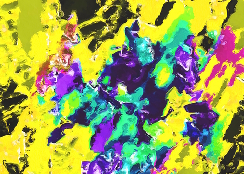psychedelic splash painting abstract texture in yellow blue green purple Mural by Timmy333