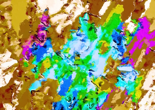 psychedelic splash painting abstract texture in brown green blue pink Mural by Timmy333