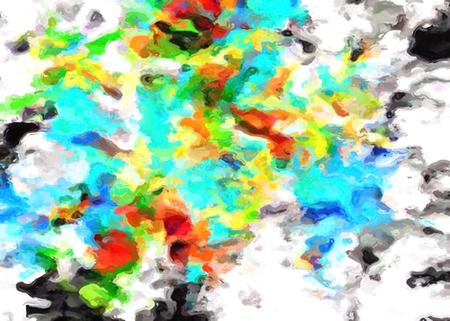 psychedelic splash painting abstract texture in blue yellow brown green black Mural by Timmy333