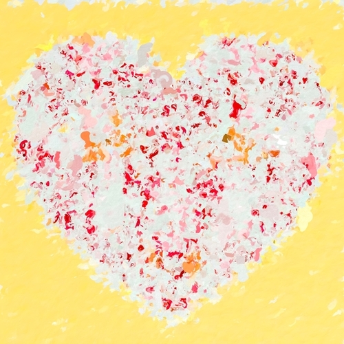 pink and red heart shape with yellow background Mural by Timmy333