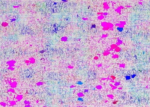 psychedelic abstract art texture background in pink purple blue Mural by Timmy333