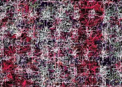 psychedelic abstract art pattern texture background in red pink black Mural by Timmy333