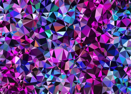 geometric triangle polygon pattern abstract in pink blue black Mural by Timmy333